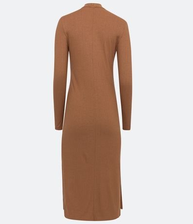 Vestido Midi en Viscosa Acanalada con Cuello Alto 7