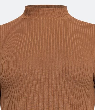 Vestido Midi en Viscosa Acanalada con Cuello Alto 8