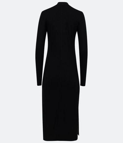 Vestido Midi en Viscosa Acanalada con Cuello Alto 8