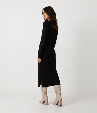 Vestido Midi en Viscosa Acanalada con Cuello Alto 3