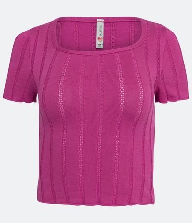 Blusa de Punto con Manga Corta y Malla Texturizada 5