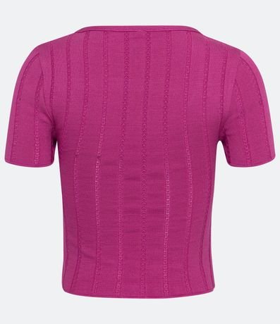 Blusa de Punto con Manga Corta y Malla Texturizada 6