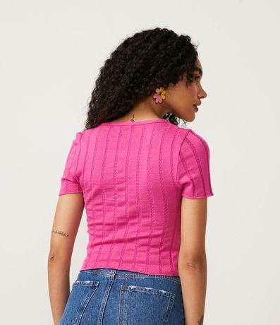 Blusa de Punto con Manga Corta y Malla Texturizada 3