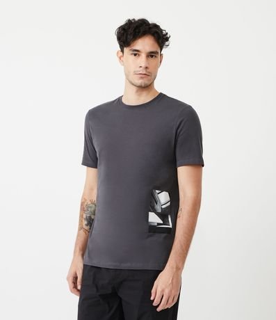 Remera Slim en Algodón con Estampado de Arquitetura 1