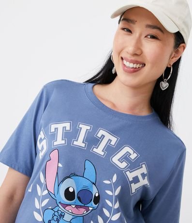 Remera en Algodón Manga Corta con Estampado Stitch 1