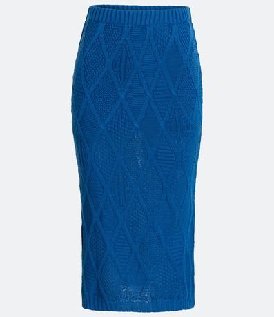 Pollera Midi de Punto con Cintura Elástica y Rombos Texturizados 6