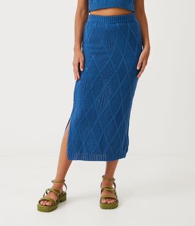Pollera Midi de Punto con Cintura Elástica y Rombos Texturizados 2