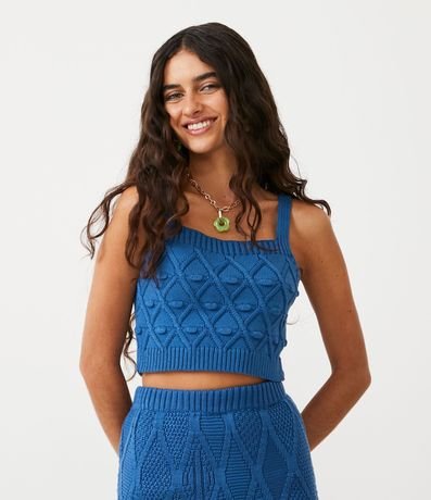 Blusa Cropped sin Manga de Puntos Diferenciados 2