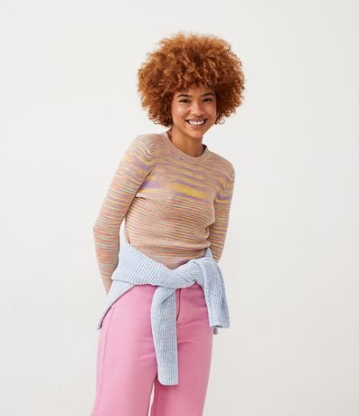 Blusa de Punto Acanelado con Manga Larga y Rayas Degradadas 2