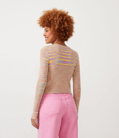 Blusa de Punto Acanelado con Manga Larga y Rayas Degradadas 4