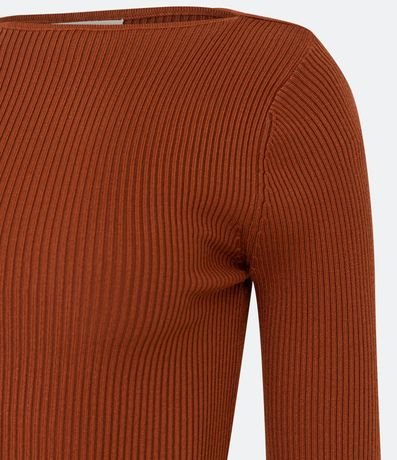 Blusa de Punto Acanalado con Cuello Barco y Mangas Largas 3