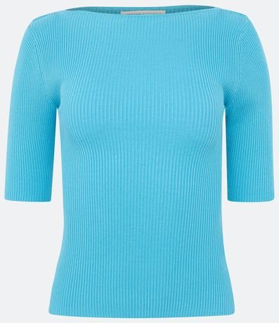Blusa de Punto Acanalada con Cuello Barco 5