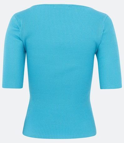 Blusa de Punto Acanalada con Cuello Barco 6