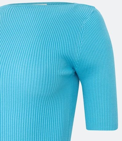 Blusa de Punto Acanalada con Cuello Barco 7