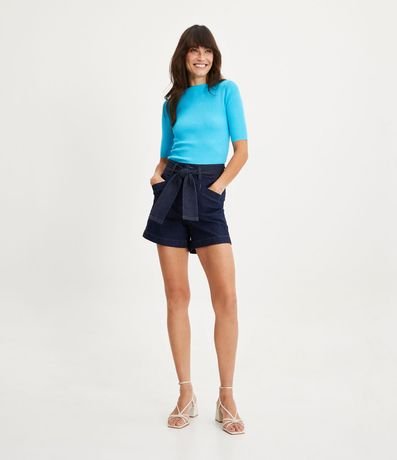Blusa de Punto Acanalada con Cuello Barco 2
