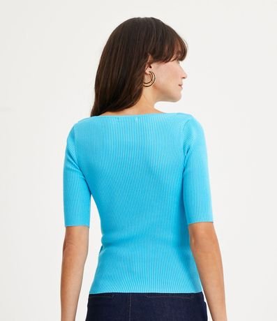 Blusa de Punto Acanalada con Cuello Barco 3