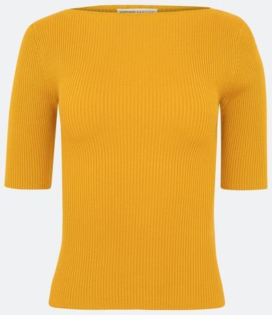 Blusa de Punto Acanalada con Cuello Barco 5