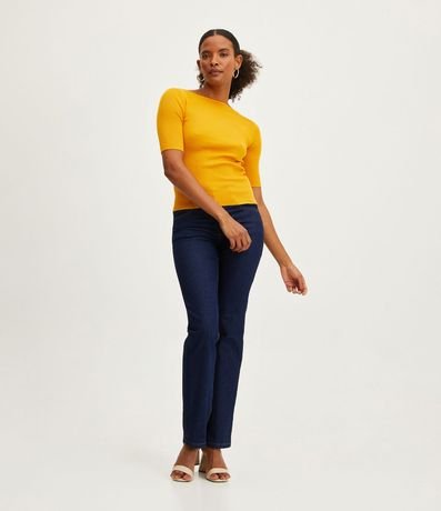 Blusa de Punto Acanalada con Cuello Barco 2