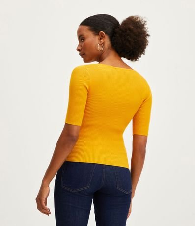 Blusa de Punto Acanalada con Cuello Barco 3