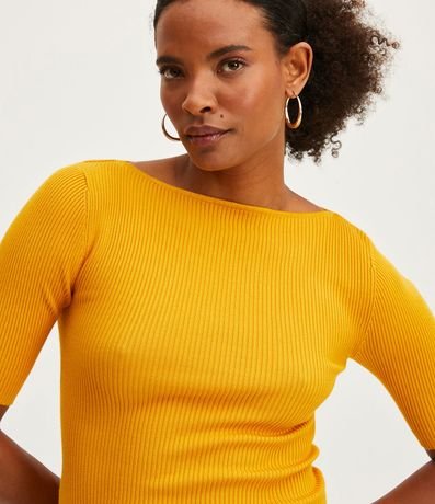 Blusa de Punto Acanalada con Cuello Barco 4
