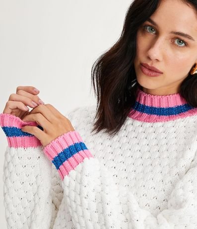 Suéter de Punto con Cuello y Puños Contrastantes y Hilo Metálico 4