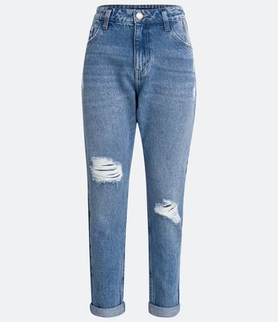 Pantalón Mom en Jeans con Bolsillos Agueros  y Barra Plegada 6