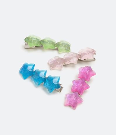 Kit 04 Pinzas para el Pelo Infantil Estrellas de Colores