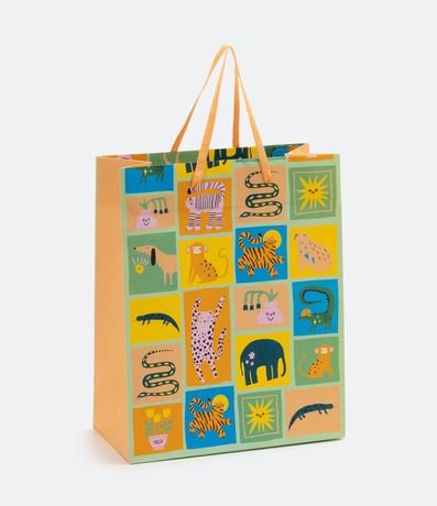 Embalaje de Regalo Mediana con Estampado de Animales de Colores y Correa de Cuerda 1