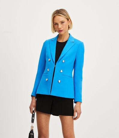 Blazer Alargado en Punto Roma con Cierre de Botones 2