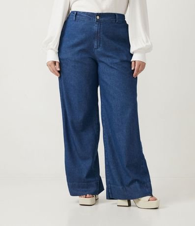 Pantalón Pantalona Jeans con Botón Diferenciado Curve & Plus Size 1
