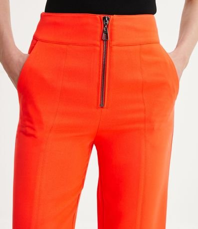 Pantalón Recto Cintura Alta con Cremallera Contrastante 4