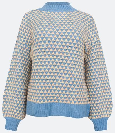 Suéter de Punto Diferenciado y Estampa Geométrica 5