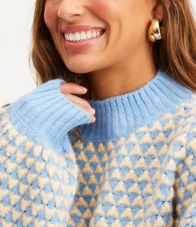 Suéter de Punto Diferenciado y Estampa Geométrica 4