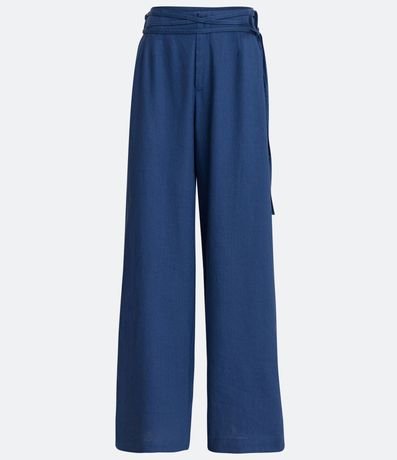 Pantalón Pantalona Sastrería en Lino con Cinturón de Tela 5
