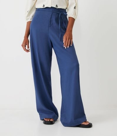 Pantalón Pantalona Sastrería en Lino con Cinturón de Tela 2