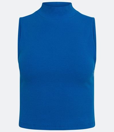 Blusa Cropped Básica sin Manga en Algodón con Cuello Alto 5