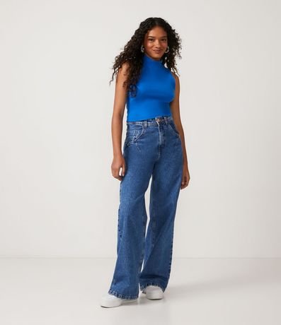 Blusa Cropped Básica sin Manga en Algodón con Cuello Alto 2