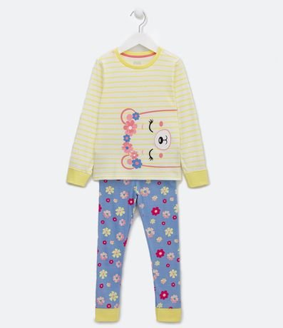 Pijama Largo Infantil Estampado Rayada con Osito - Talle 4 a 14 años 1