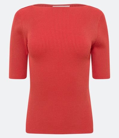 Blusa de Punto Acanalada con Cuello Barco 5