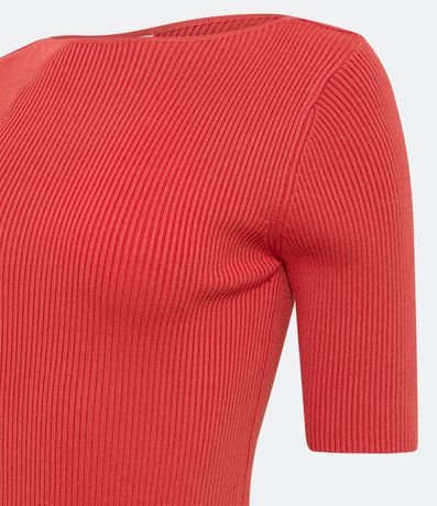 Blusa de Punto Acanalada con Cuello Barco 6