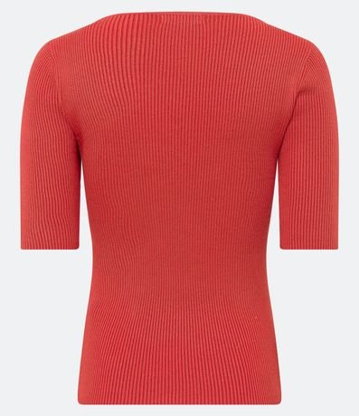 Blusa de Punto Acanalada con Cuello Barco 7