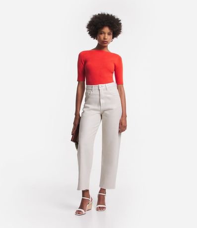 Blusa de Punto Acanalada con Cuello Barco 2