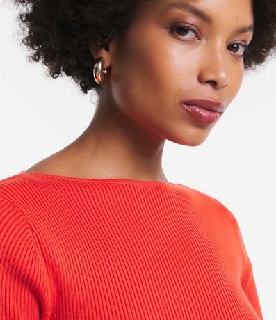 Blusa de Punto Acanalada con Cuello Barco 3