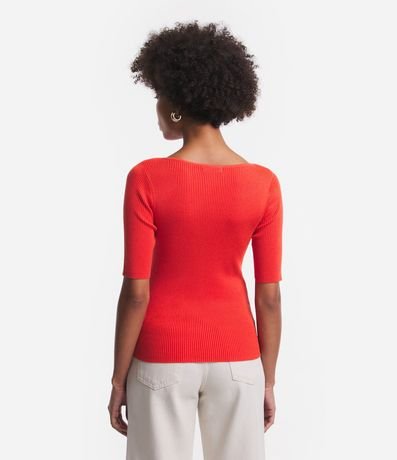 Blusa de Punto Acanalada con Cuello Barco 4