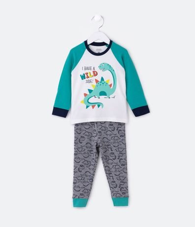 Pijama Largo Infantil Estampado Dinosaurio - Talle 1 a 4 años 1