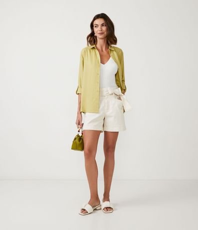 Short Corto en Sarga con Elastano y Cinturón