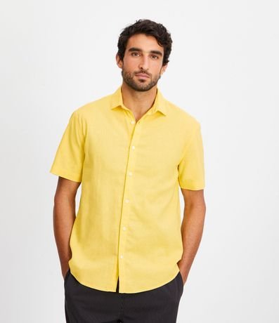Camisa Comfort Básica en Lino con Manga Corta 4