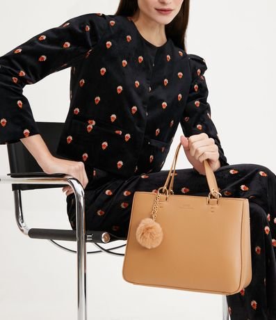 Bolso Transversal Satchel con Correa de Mano con Pompón 9