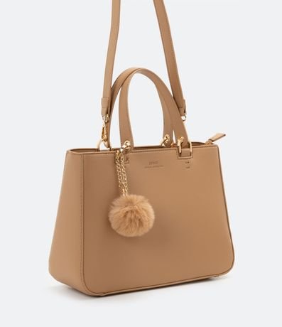 Bolso Transversal Satchel con Correa de Mano con Pompón 2