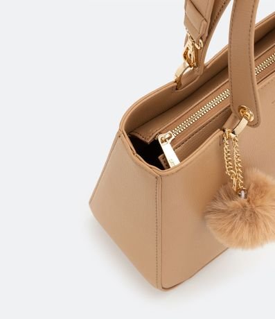 Bolso Transversal Satchel con Correa de Mano con Pompón 3